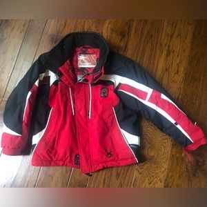 Boys (7/8) Spyder ski coat with rain hoodie.